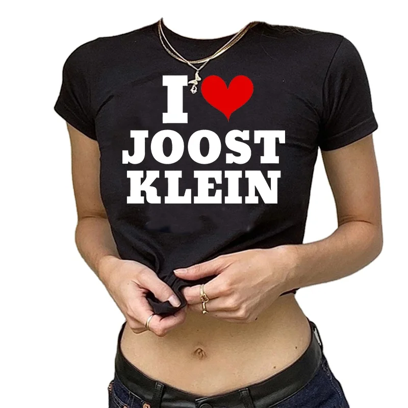 2K 90S Crop Top Tshirt Shirt Cropped I Love Joost Klein Vintage Singer T Shirt Hip Hop Clothes Classic T-shirt
