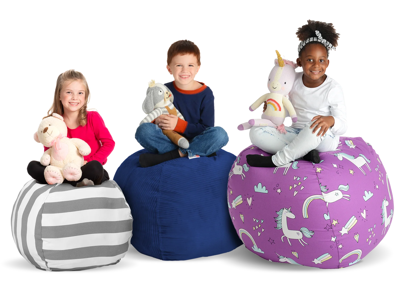 100% Cotton Kids Bean Bag Chairs/Stuffed Animal Storage