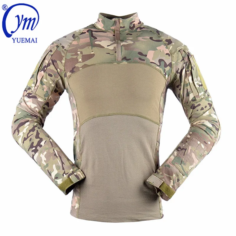 YUEMAI Tactical Tactical Plain Shirt Outdoor Camping Camouflage  Frog  Shirt Knitted Digital Desert  Uniform