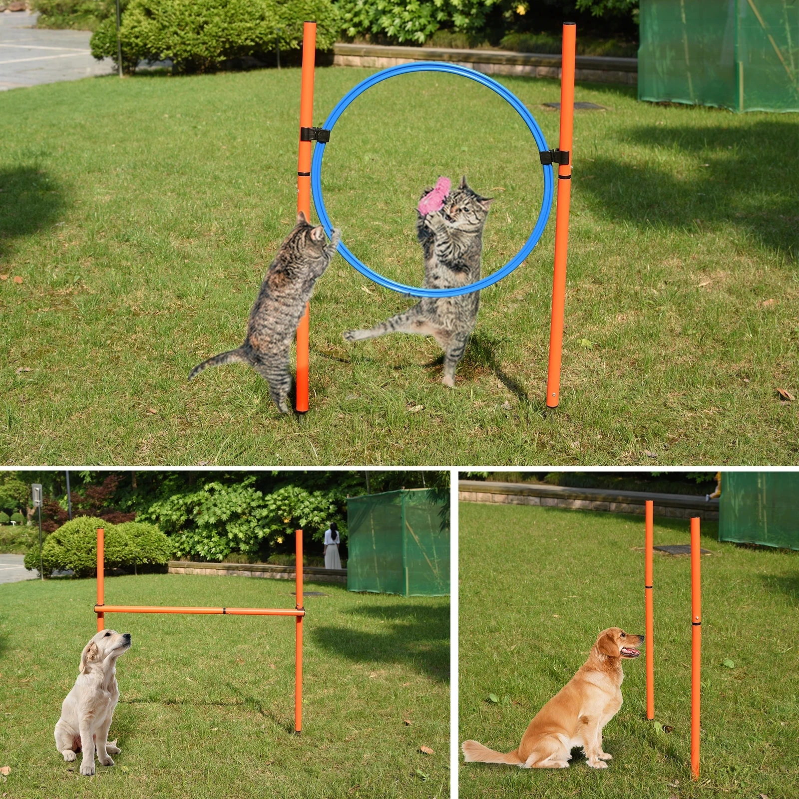LXY-N411 Dog Agility Training Equipment Tunnel Poles Hurdles Exercise Pet Obstacle Course Agility Pet Training Set