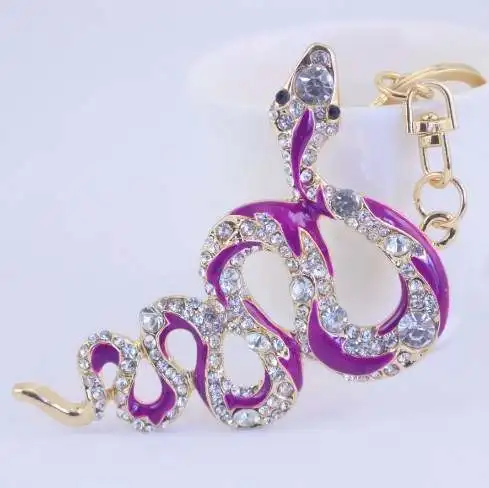 2024 China Hot Promotional Gift Keychain Rhinestone snake metal  Keychain Diamond Key Chains Charms Car Accessories