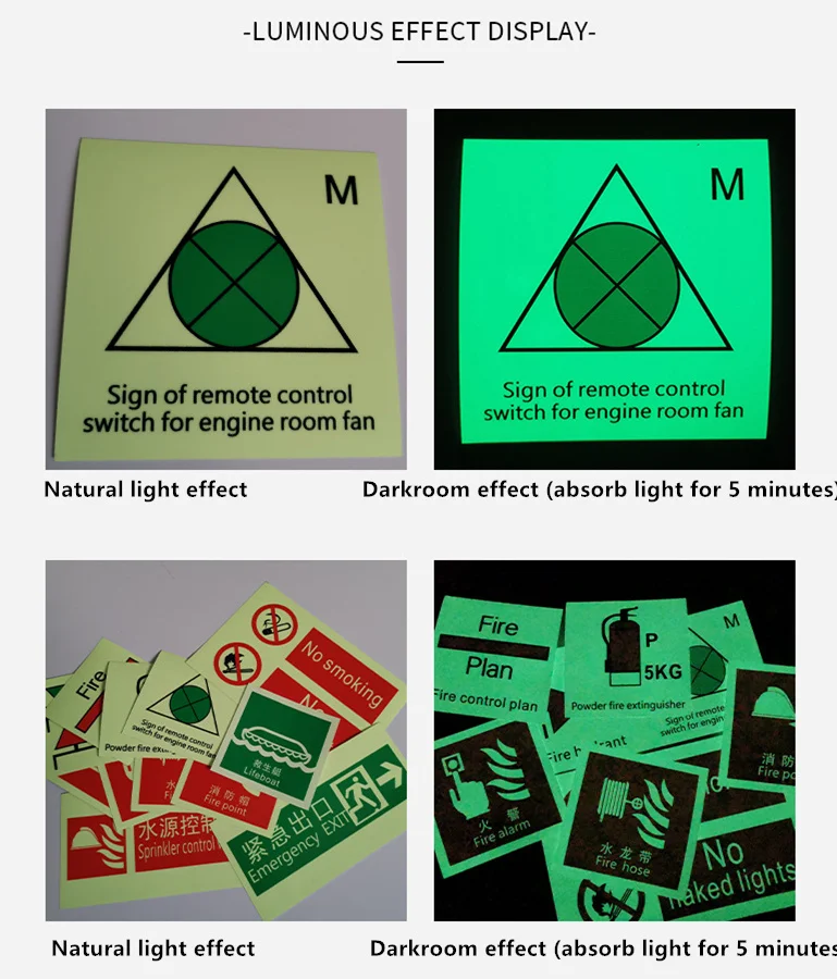 IMO Compliant Fluorescent Ship Label Luminous and Self-Luminous Flame Retardant Traffic Warning Label