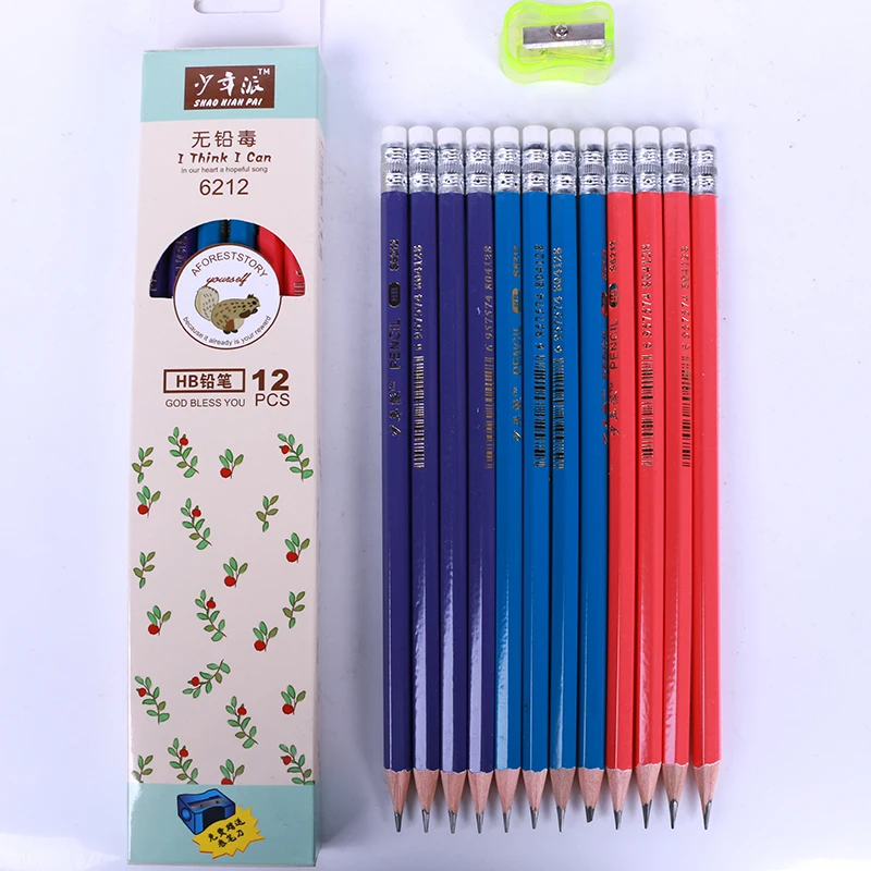 SHAONIANPAI S6212 Promotional Stationery Factory Standard Pencil Pencil with Logo HB Wooden China Cheap Wholesale Bulk Custom