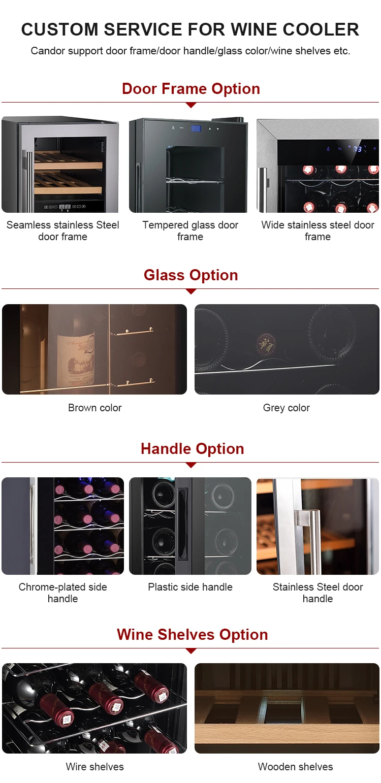 OEM custom foaming door design thermoelectric peltier wine fridge wine cooler 6 bottles manufacturers