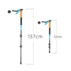 Black 3 Sections Adjustable Trekking poles Factory Manufacture Outdoor Stick 3K Carbon Fiber with Soft EVA Handle