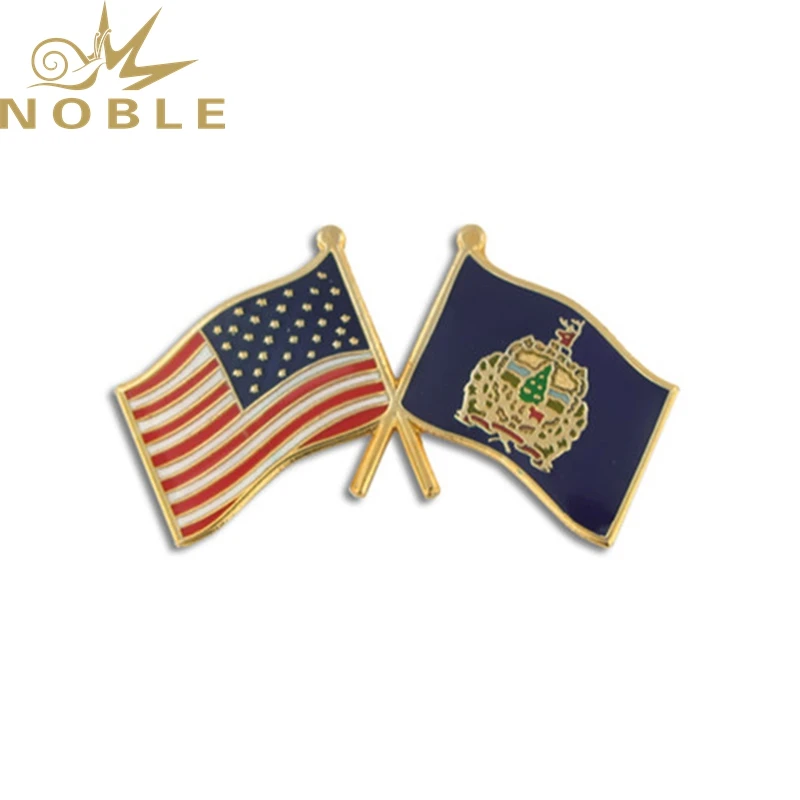 Factory Manufacturer America Flag Crossed Pins Metal Make America Great Again Vote Pins for Cloth