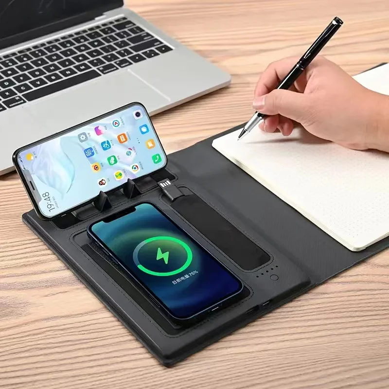 Power Bank Notebooks with Lamp USB Flash Drive Wireless Phone Charging A5 Digital Planner for Business Office gift