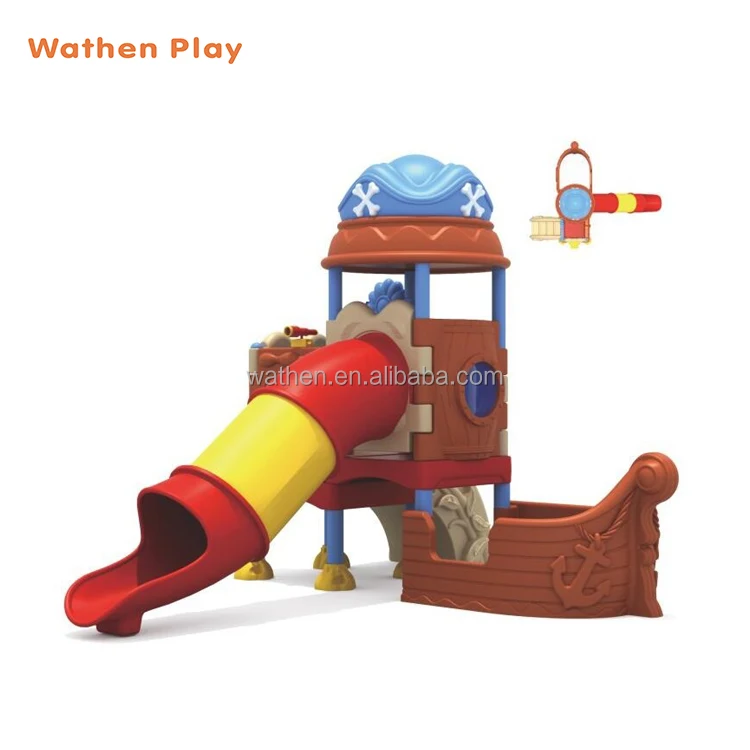 Wholesale Small Kids Plastic Slide Pirate Ship Children Outdoor Playground Equipment for City Park