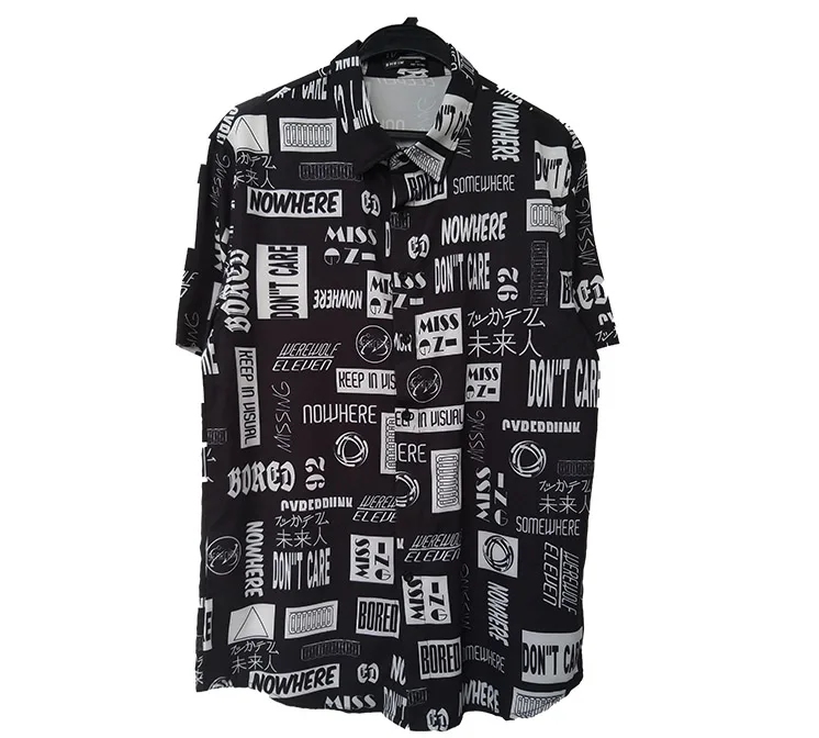 Vacation short sleeve shirts allprint letters thin summer shirt men