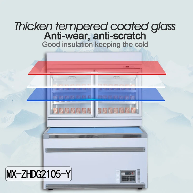 MUXUE combine half freezer and refrigerator ice cream freezer chiller with freezer glass doors for convenience store