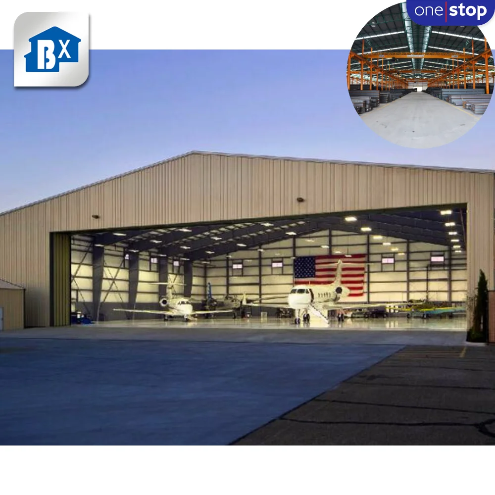 ONE-STOP Service Prefab Aircraft Storage Hangar Prefabricated Steel Hangar , Steel Structure Metal Building Hangar Warehouse