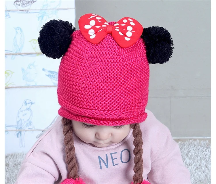 
Korean Baby Bow Hat Autumn And Winter Warm Wool Knit Hat 