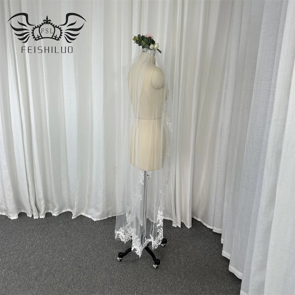 Feishiluo Wholesale  Luxury Long High Quality One -Layer Bride Veil Wedding Accessories Bridal Wedding Veil With Comb 150CM
