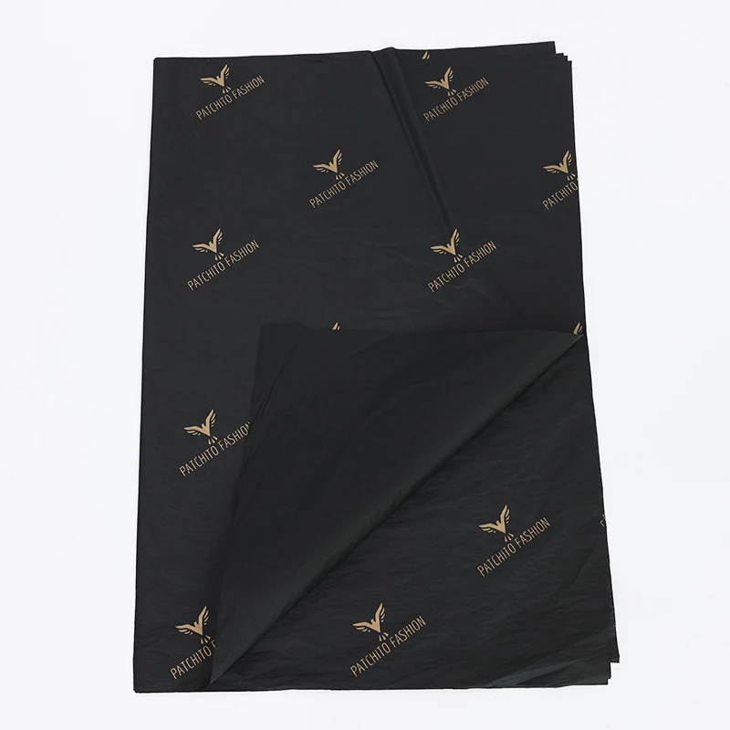 2022  black  Wrapping Paper Sheet golden Folding Birthday custom logo 50 by 70 cm Packaging clothing  Wrapping Tissue Paper