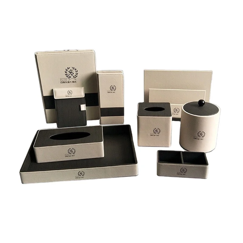 Luxury 5 Star Hotel Guest Bathroom Leather Hotel Supplies Luxury Hotel Accessories leather Product Amenities Set