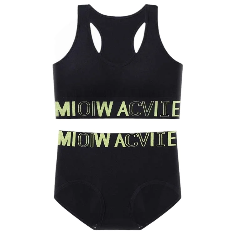 New Arrival Padded Comfortable Letter Wide Strap Backless Lift Fashion Sport Brief Sets Lingerie Suit Seamless