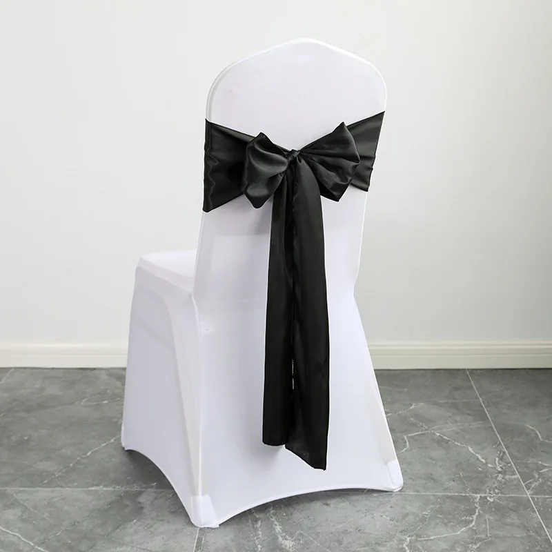 wedding banquet party chair decoration bows teal champagne white black pink yellow green orange gold burgundy satin chair sashes