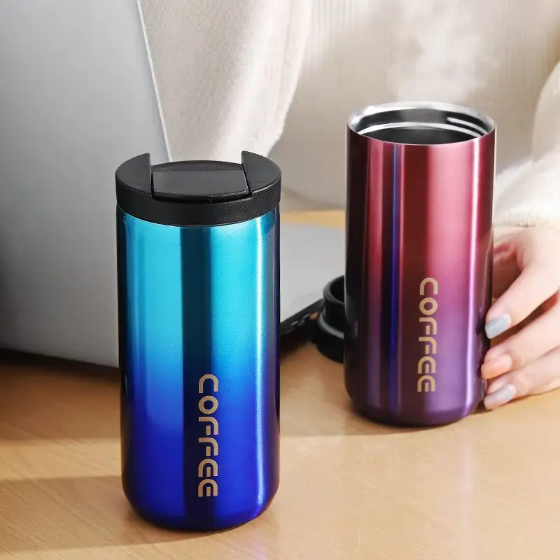 Outdoor Travel Reusable 550ml Coffee Cup Lids Insulated Vacuum Water Bottle Mug Stainless Steel Custom Coffee Cup