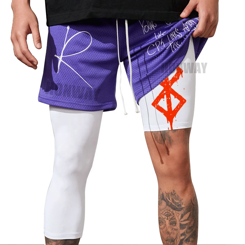 American Sports One Leg Compression Shorts Basketball 5/7 Tight Fitness Running Training Quick Dry Mens Gym Shorts