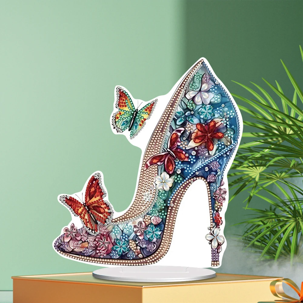 Gemstone High Heels Diamond Painting Ornaments Table Acrylic 5D DIY Art Jewelled Heels Desktop Decor