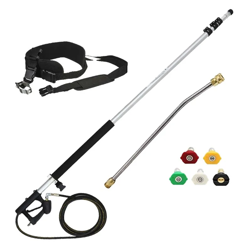 6.2m Telescoping Lance High Pressure Washer Extension Wand with 1/4' Quick Connection Wand,Included 5 Spray Nozzle Tips 4000psi