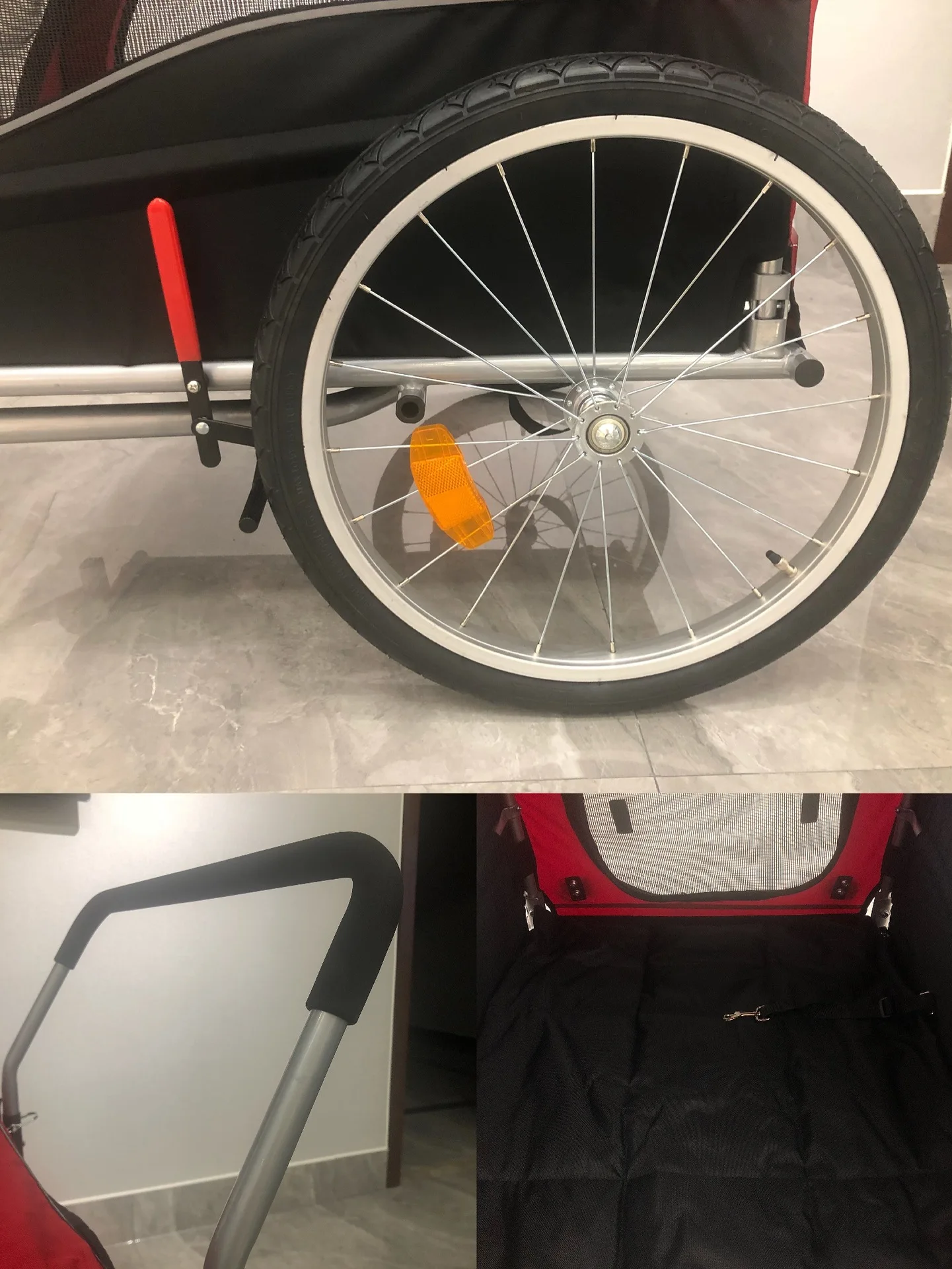 Foldable 2-in-1 Pet Dog Bike Trailer and Stroller with Suspension and Storage Pockets-Small size