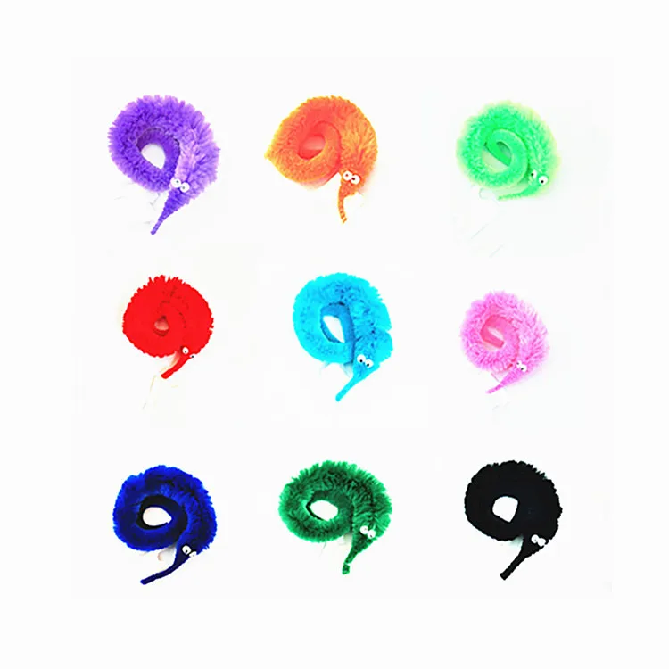 12Pcs Worm On A String Fuzzy Trick Worm Toy Party Favors Bag Fillers Stuffer Gifts Assorted Colors For Kids