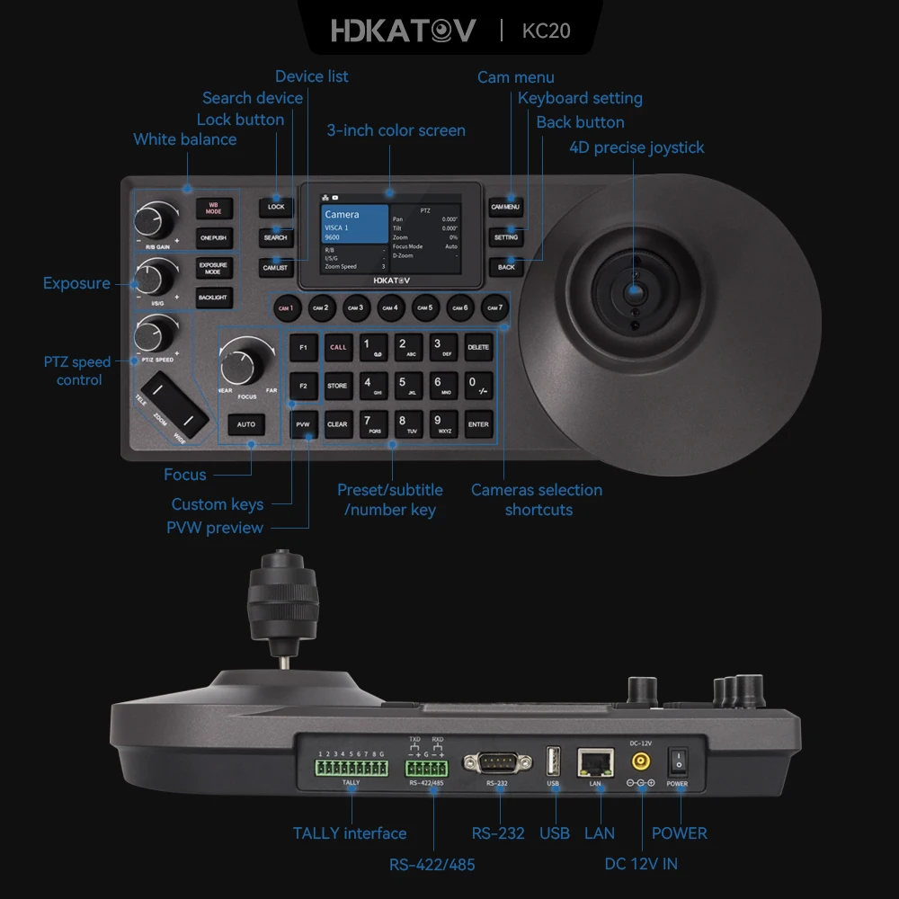 HDKATOV 4D IP Joystick Controller Keyboard RS485 PELCO D P For Security CCTV Speed Dome PTZ Camera