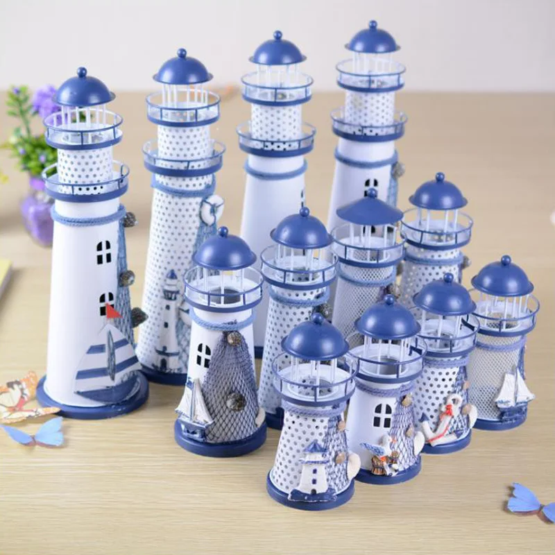 
Metal LED Lighthouse Night Light Battery Operate Christmas Decoration 3D Lamp Table Ornament Festival Party Lantern 