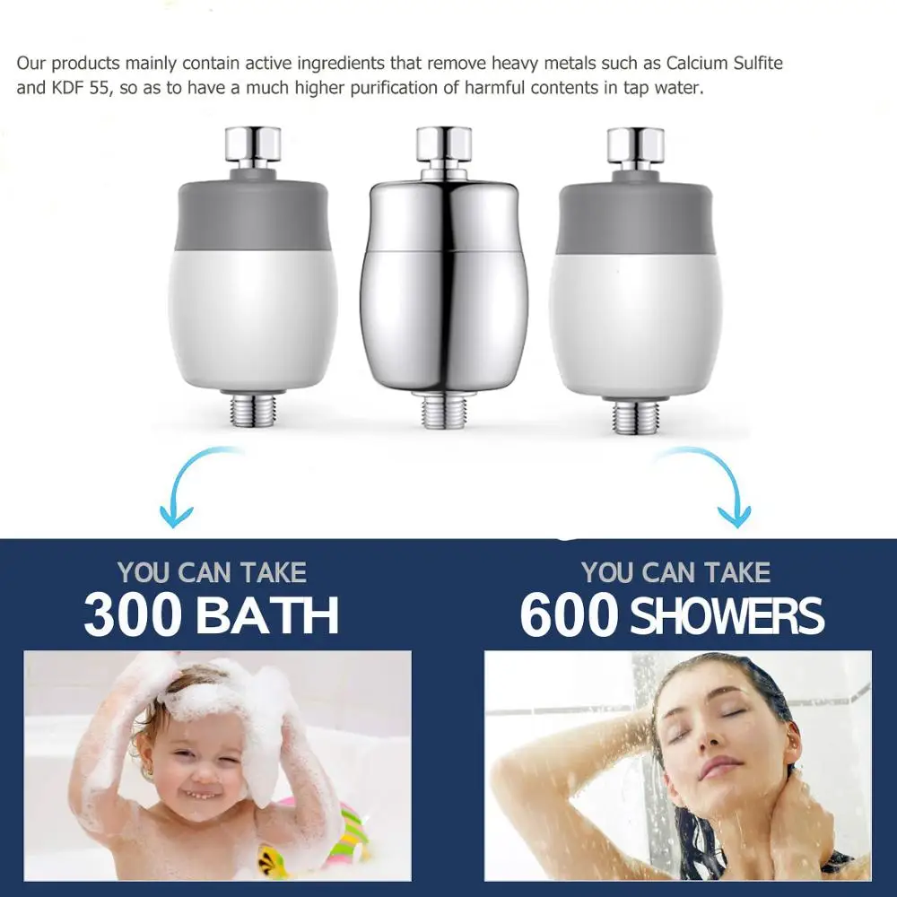 6 Stage Bath Shower Head Purifier Hard Water Filter Softener Remove Chlorine Heavy Metals and Other Sediments
