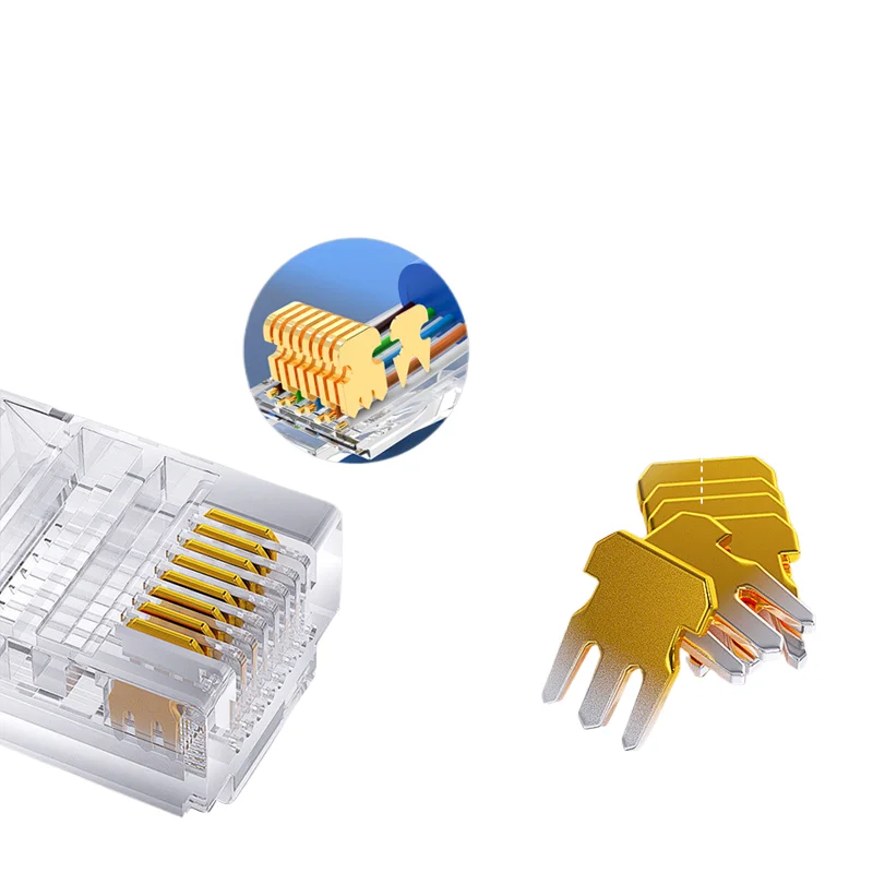 100pcs network ethernet cat6 utp rj45 connector end pass through modular plug