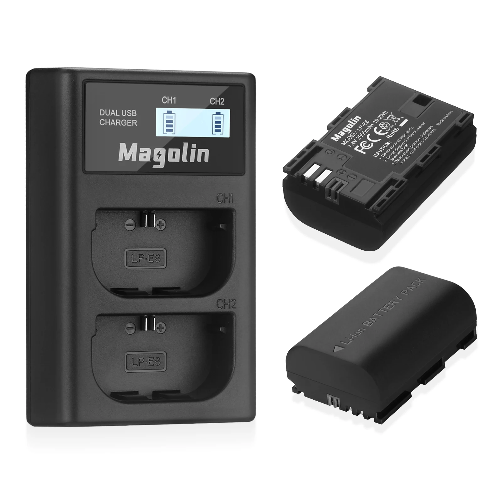 LP-E6 Battery And LED Dual Charger