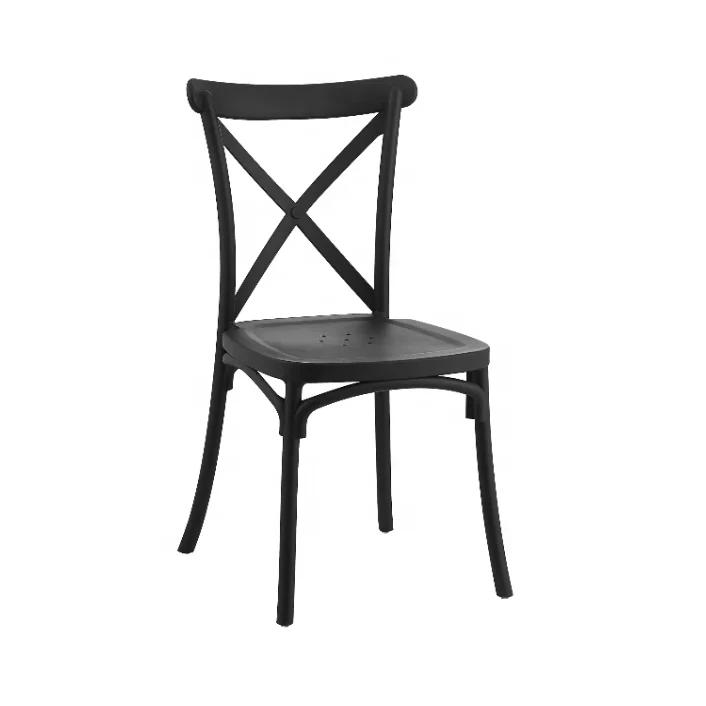 
Modern Style Design Top Quality Outdoor Garden Stackable X Cross Back All PP Plastic Material Dining Chair 