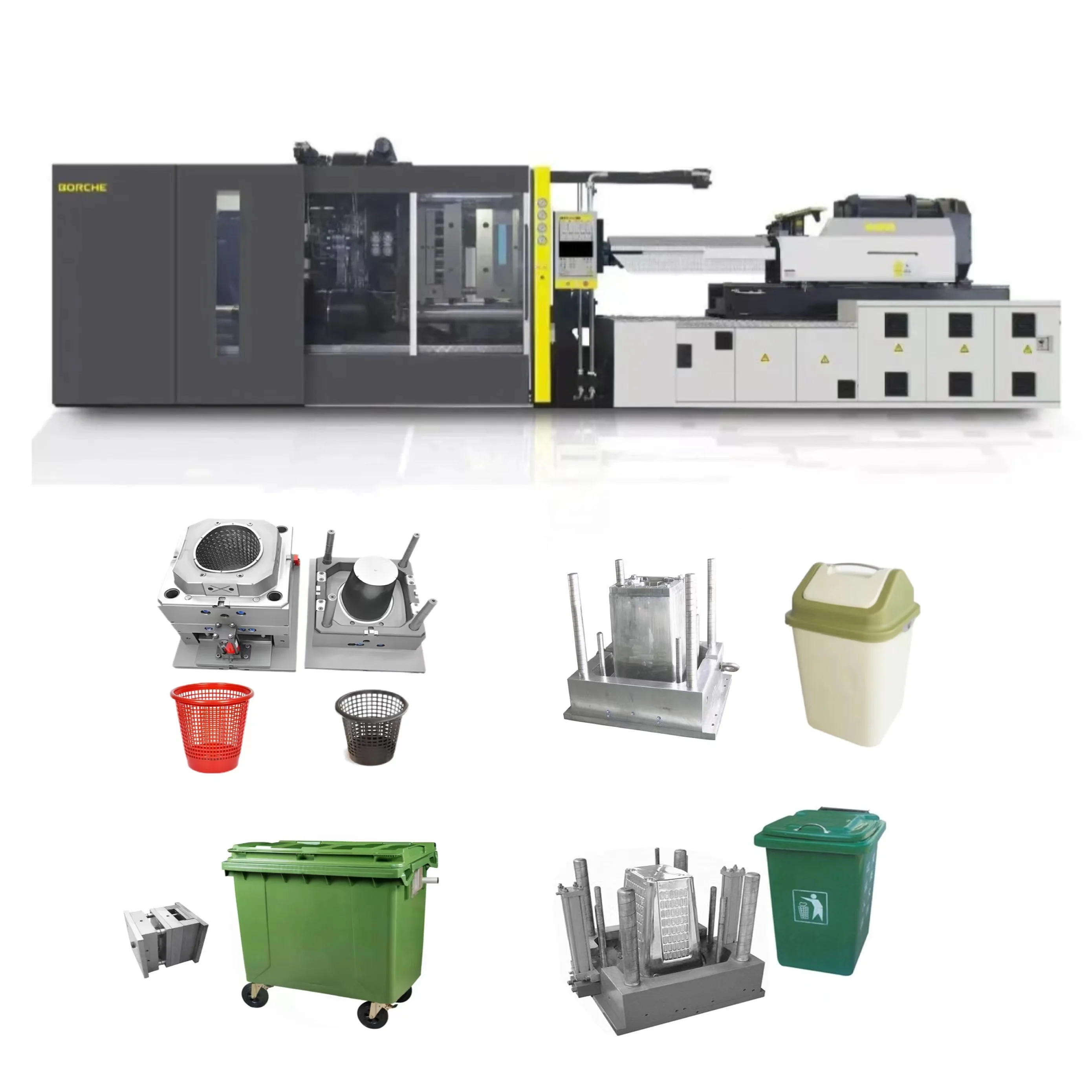 Borche injection molding machine making 120 liter garbage bin big size plastic waste outdoor trash can dustbin wheel