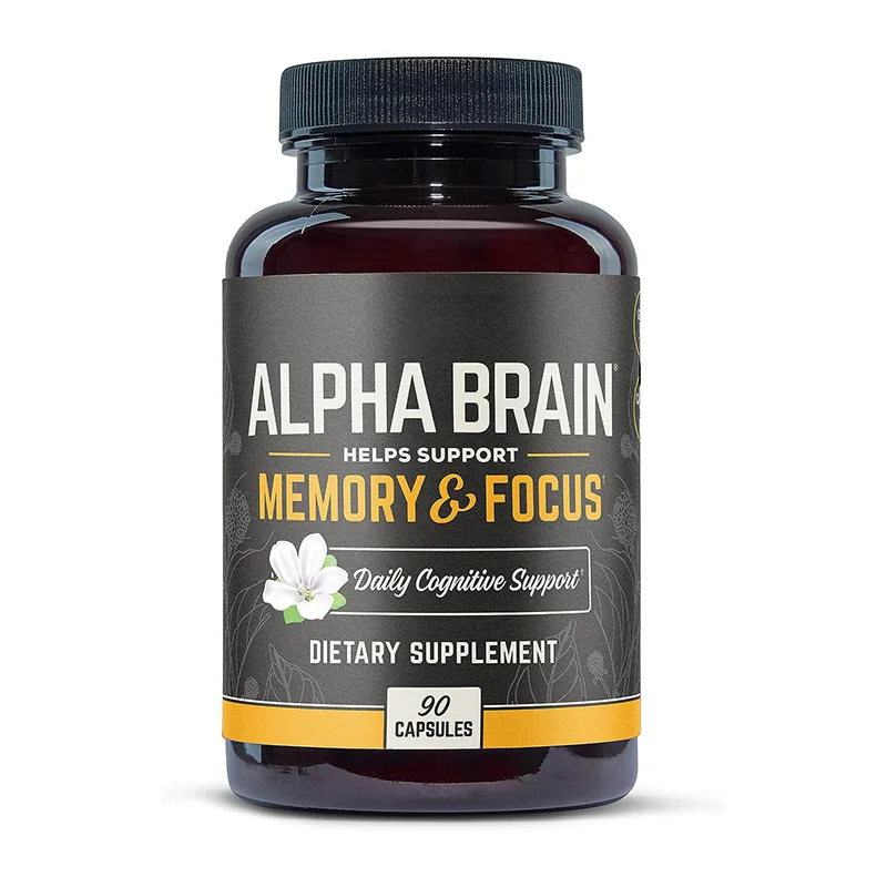 Alpha Brain Premium Nootropic Brain Supplement for Men & Women  Caffeine Free Focus Capsules for Concentration Brain Memory Supp
