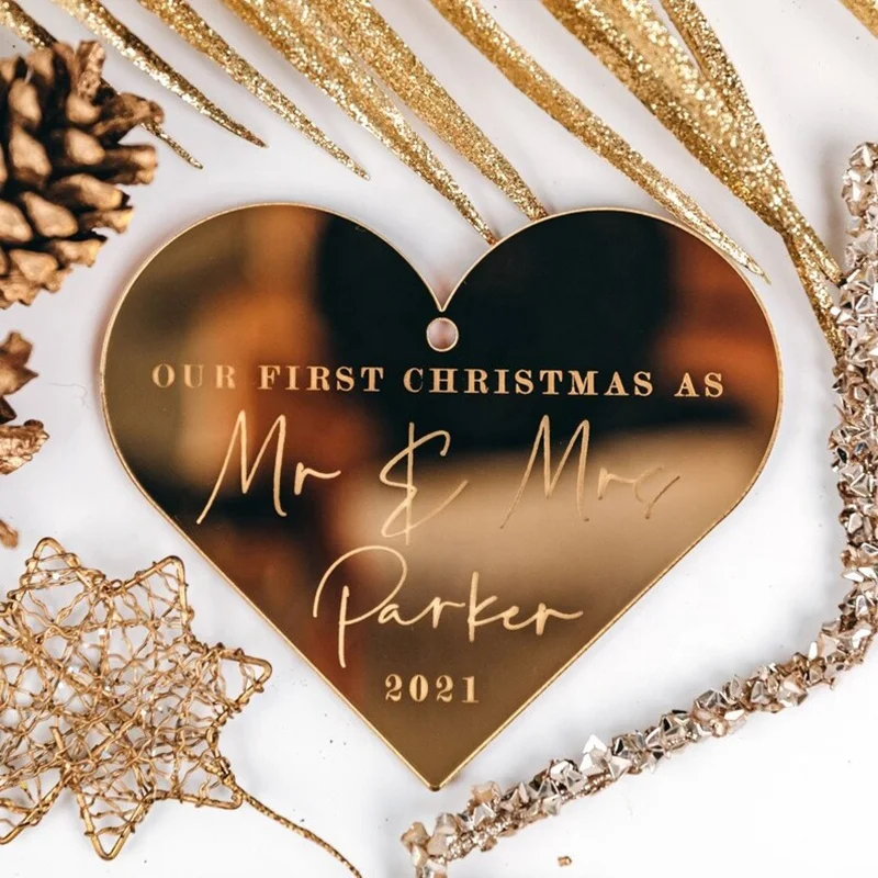 Personalised Christmas Baubles Heart Acrylic Ornament Mr and Mrs Christmas Gift Christmas Tree Decor
