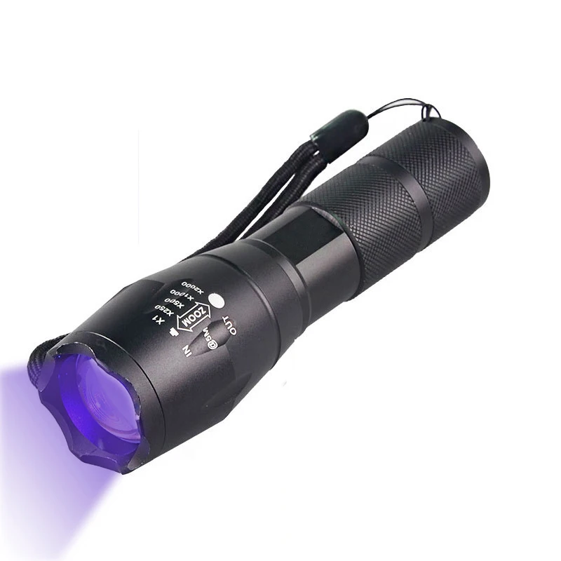 Ультрафиолетовый портативный фонарик с зумом, светодиодный фонарик с УФ-лампой 395nm, фонарик для обнаружения пятен мочи животных, флуоресцентный детектор