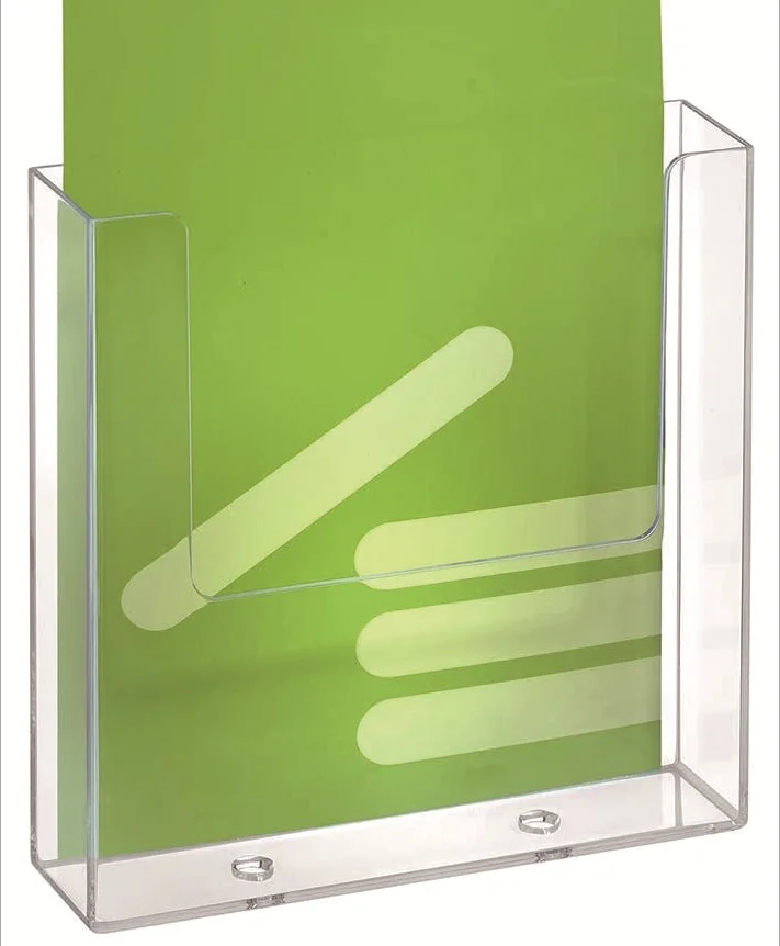 
A4 size wall-mountable data display documents receive acrylic box transparent directory display showcase 