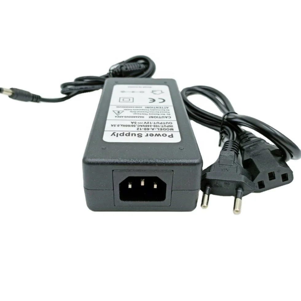Stable Quality 12 Volt 5 AMP AC Adaptor LED Power Adapter AC100-240V to DC12V 60W Power Supply