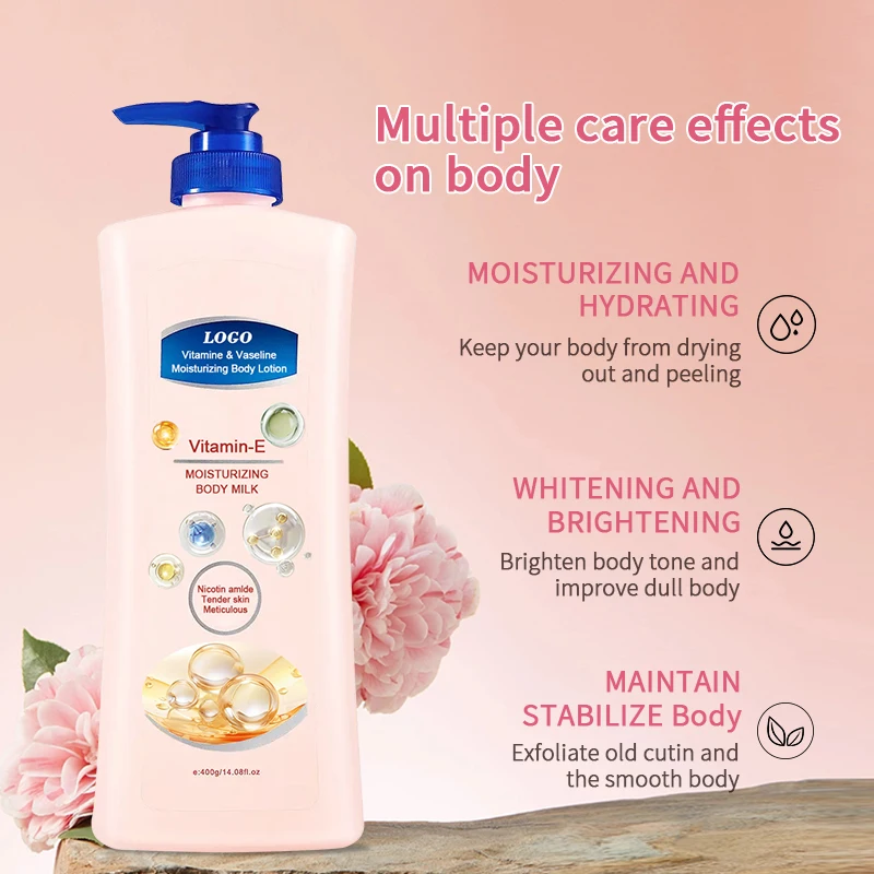Hot selling customized  moisturizing vitamin korean body cream container Petroleum jelly body lotion female body lotion