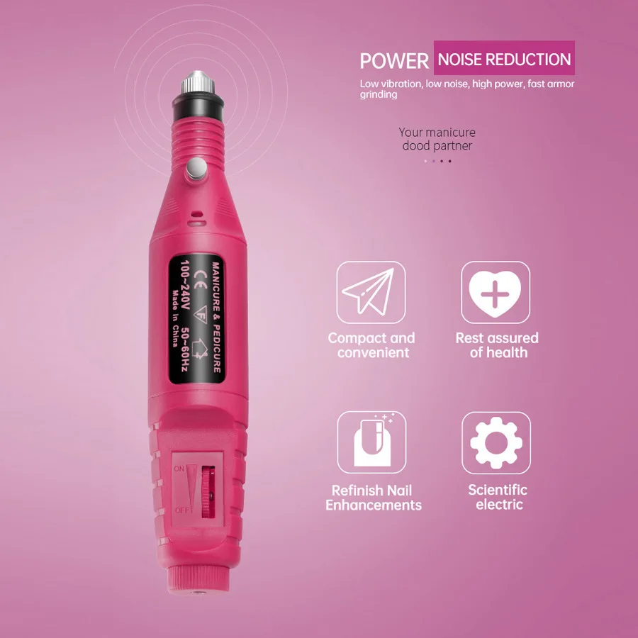 Electric Nail Drill Machine Set Pedicure Grinding Equipment Mill For Manicure Professional Strong Nail Polishing Tool