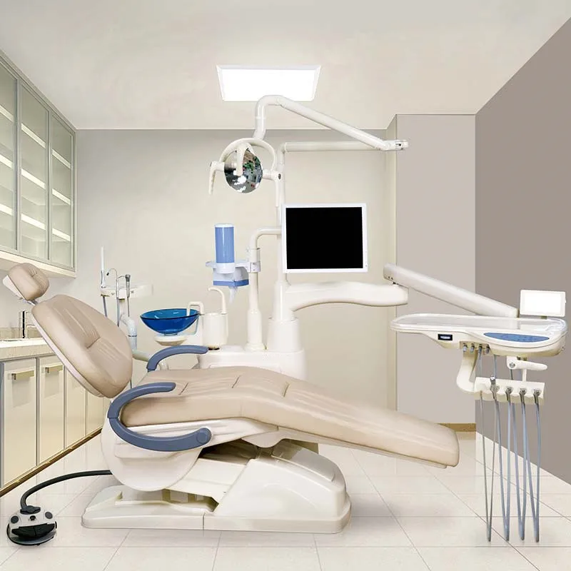 Dental Unit Chair High Quality Dental Equipment Best Price For Led Light Lamp Sale With Stool And Trolley For Hospital Clinic
