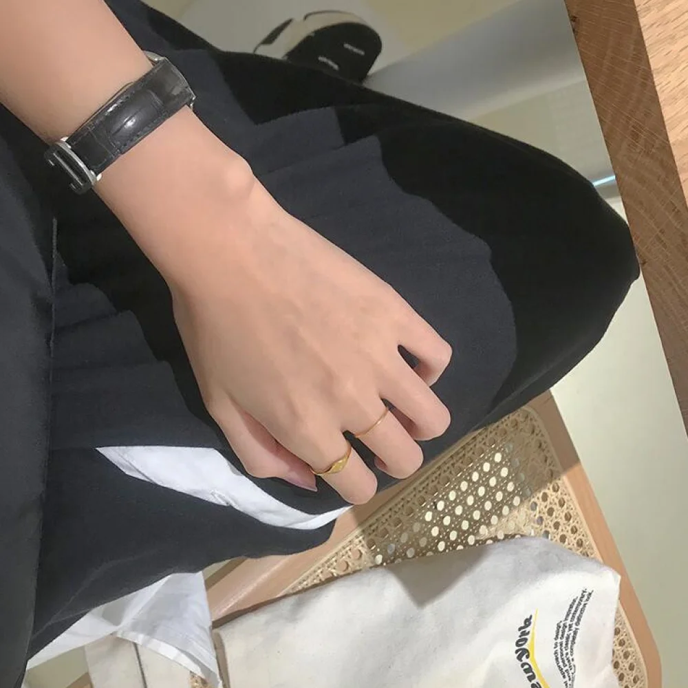 Simple Wholesale Custom Fashion Stainless Steel Women Jewelry 18K Gold Plated Laser Engraved Blank Signet Rings