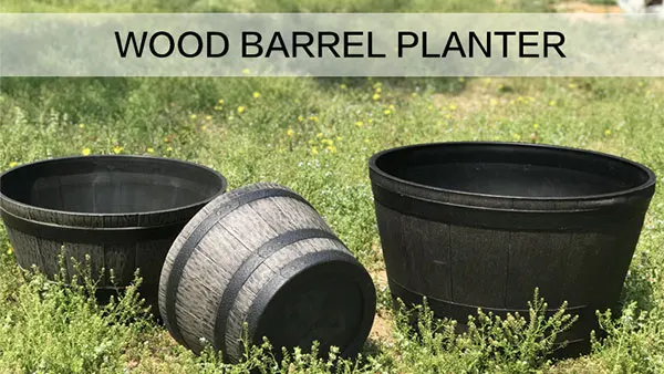 Plant Pots Large Whiskey Barrel Planters with Drainage Holes Plastic Flower Pots  for Indoor & Outdoor Garden Home Plants