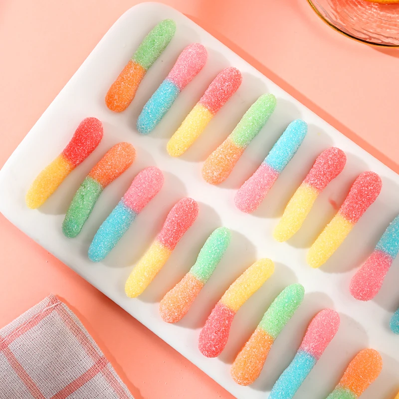 2025 Halal Custom Fruit Worms Gummies Soft Candy Confectionery Sweets Giant Gummy Worms Gummy Candy for Wholesale