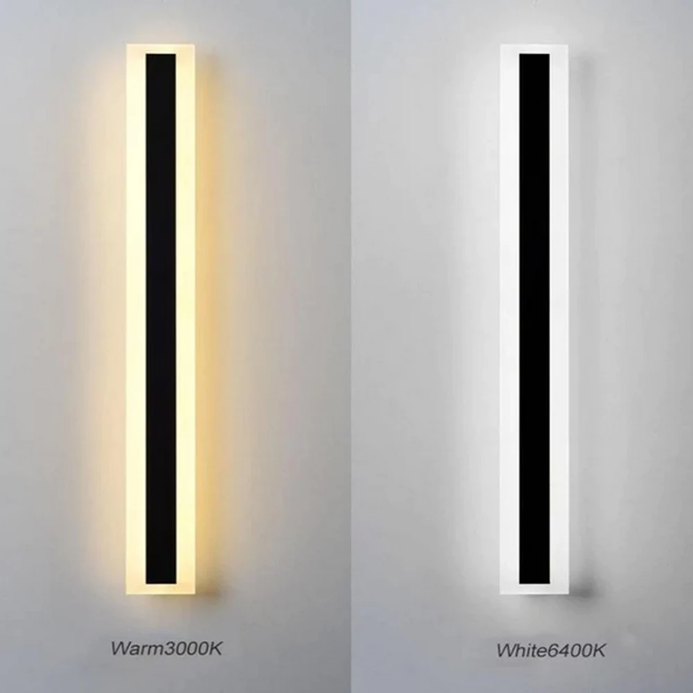 Nordic Linear Wall Light IP65 Outdoor Porch Garden LED Wall Sconces Lighting Minimalist Long Strip Wall Lamp