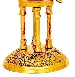 Brass Gold  Incense Burner with Cross and 4 Pillars- Flip Top