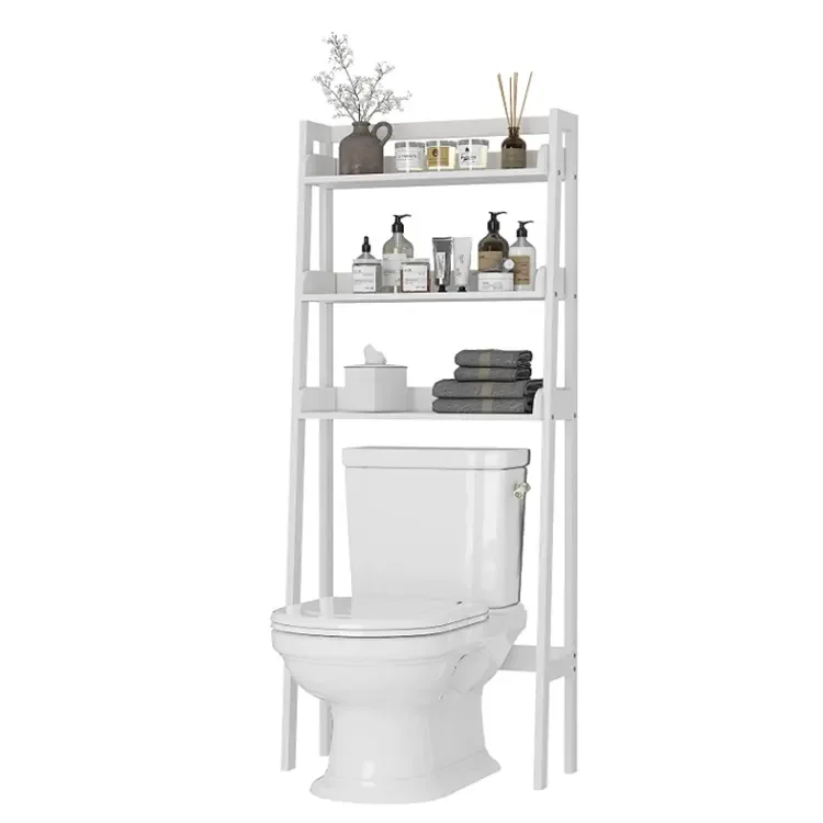 Storage Organizer Wooden Wall Spacesaver 3-Shelf Bathroom Over the Toilet Cabinet