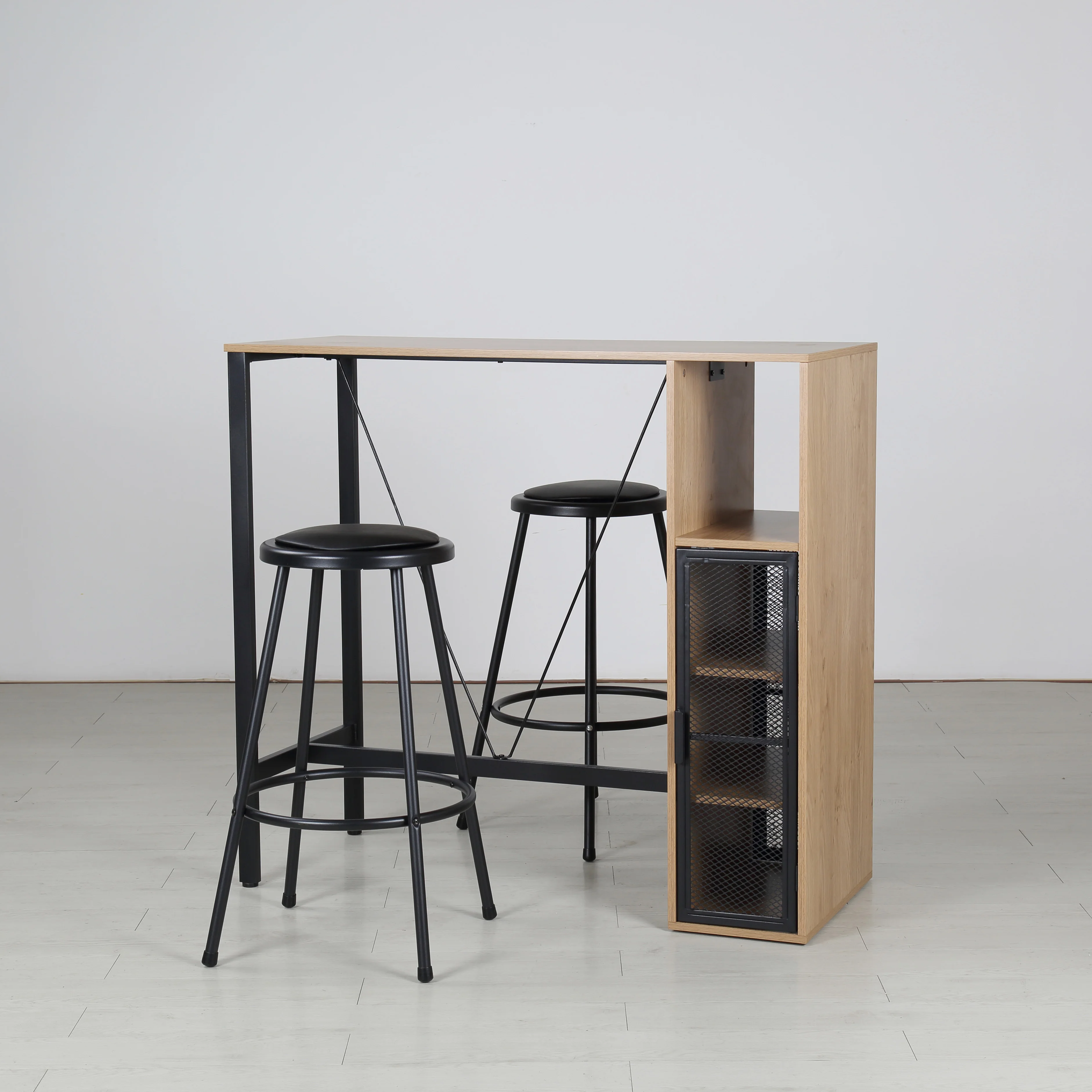 Европейский деревянный барный стол с 2 стульями, металлическая древесина для комнатной гостиной