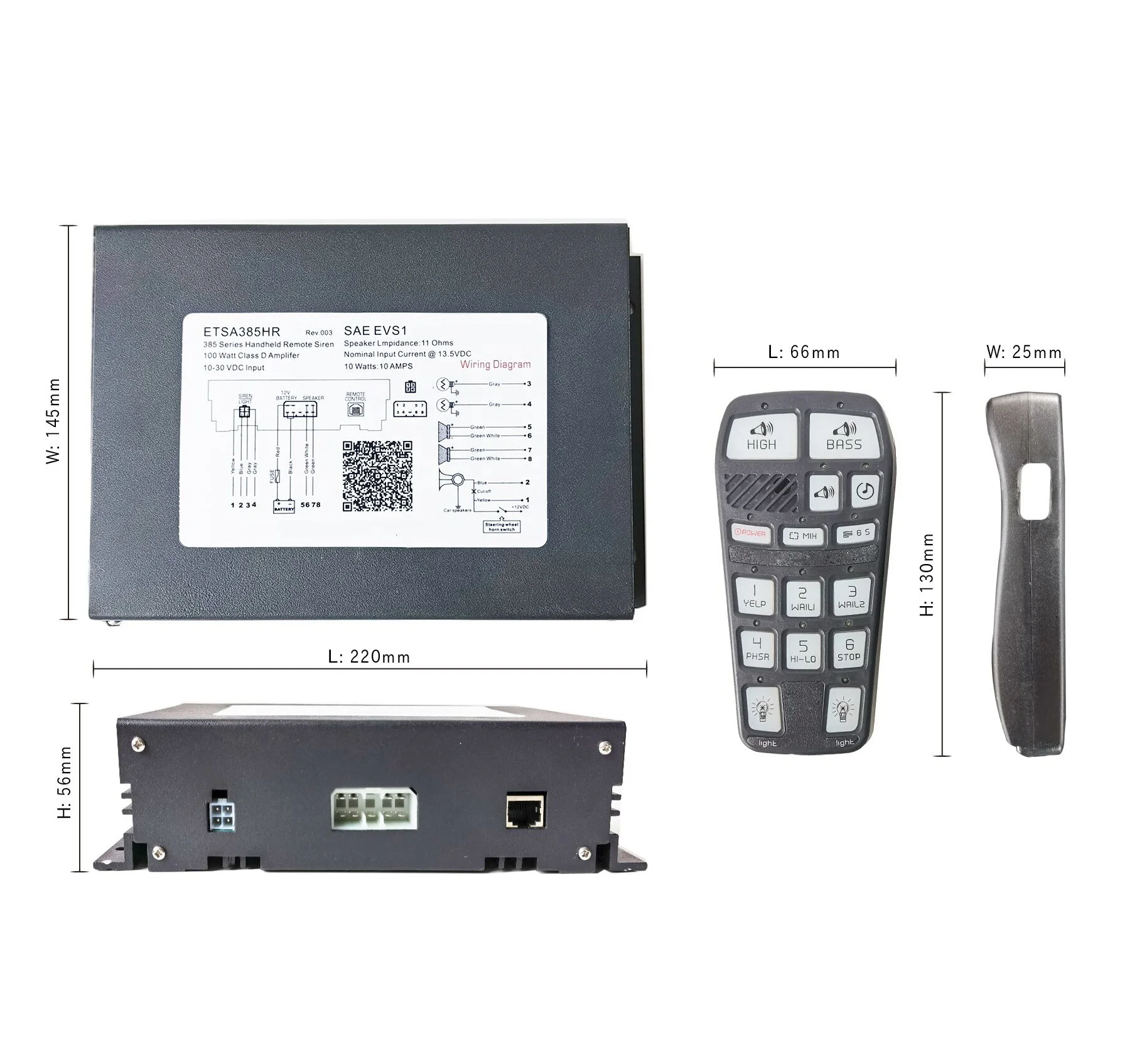 
100watt 200watt 300watt police and ambulance cars handheld controller Siren from factory 